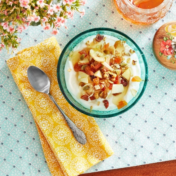 🌺 New Pioneer Woman Cassie Glass Cereal Bowl, Teal Blue, Set of 6 - Picture 7 of 10